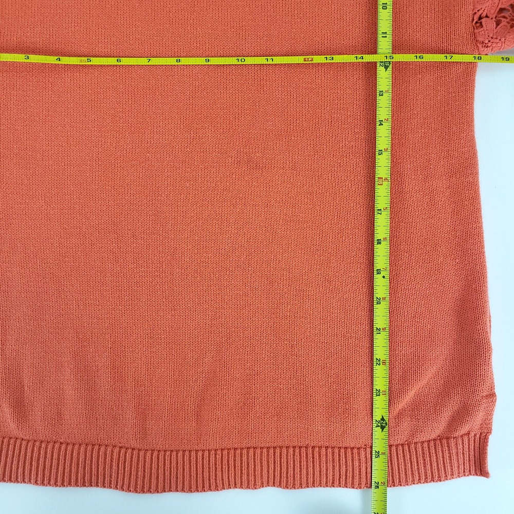 Soft Surroundings SIZE M Desiree Floral Eyelet Crochet Lace Orange Sweater Top - Picture 10 of 13